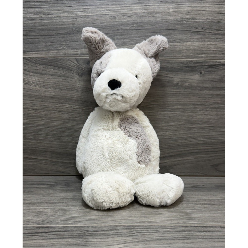 Jellycat Medium Bashful Terrier White & Grey Dog Stuffed Animal Plush Retired